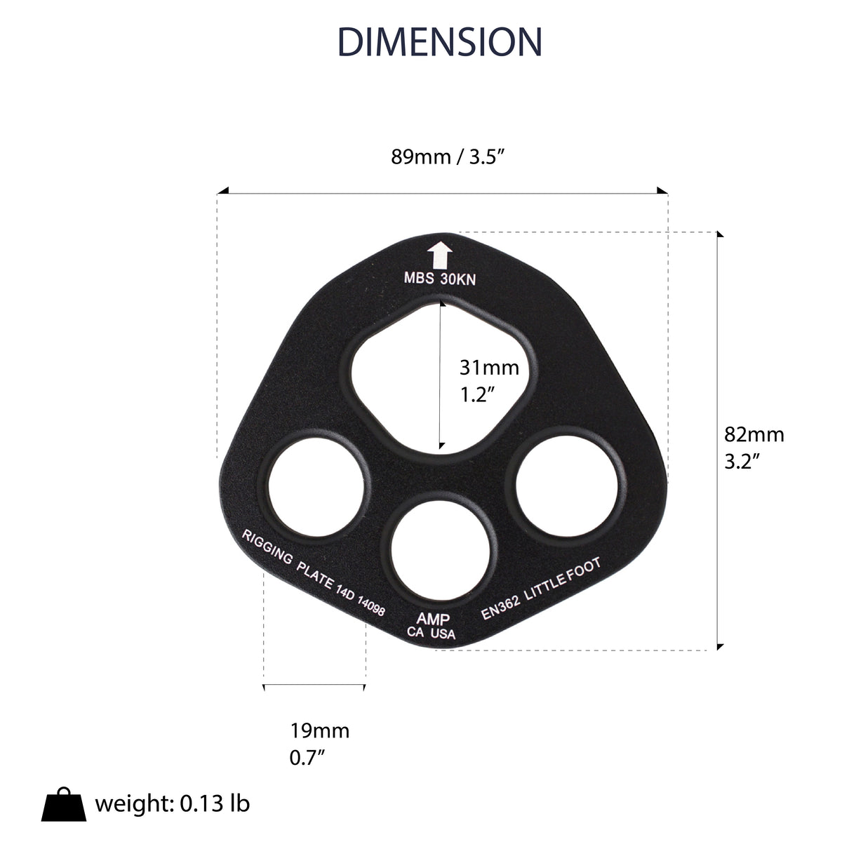 Littlefoot Aluminum Rigging Plate - Black | Fusion Tactical