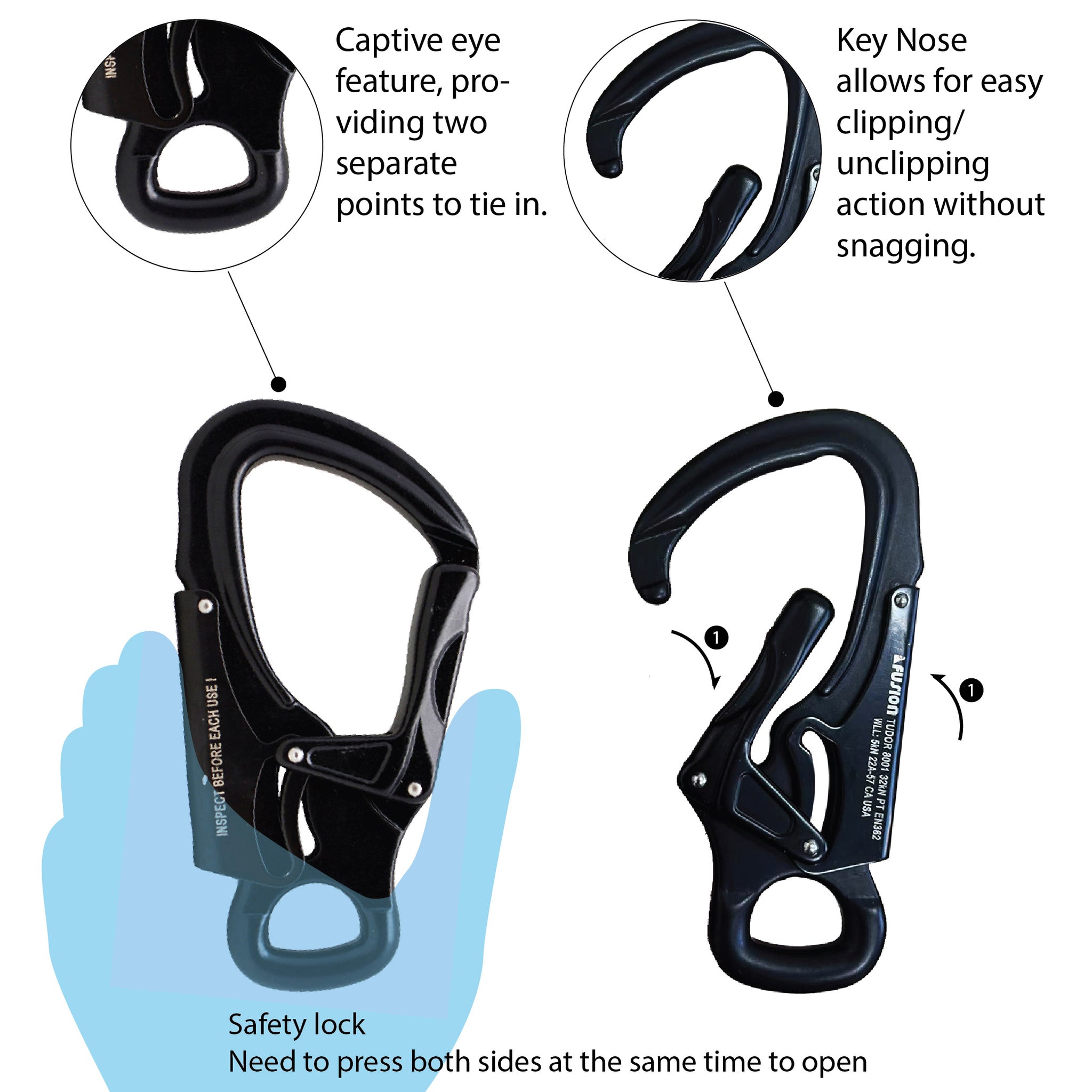 Aluminum Snap Hook with Captive Eye – Lightweight & Secure