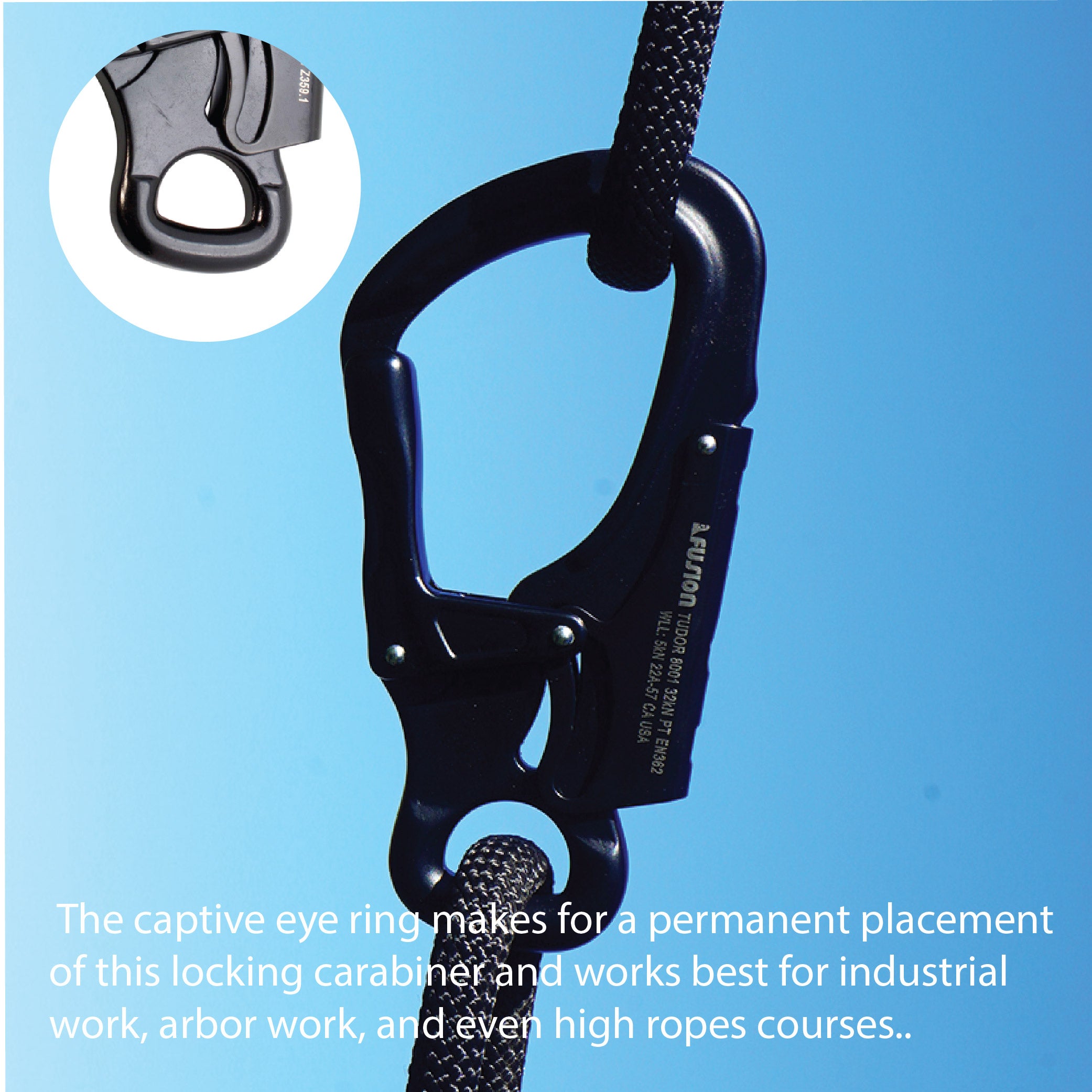 Fusion Lightweight Aluminum Snap Hook - Double Locking Carabiner With Captive Eye