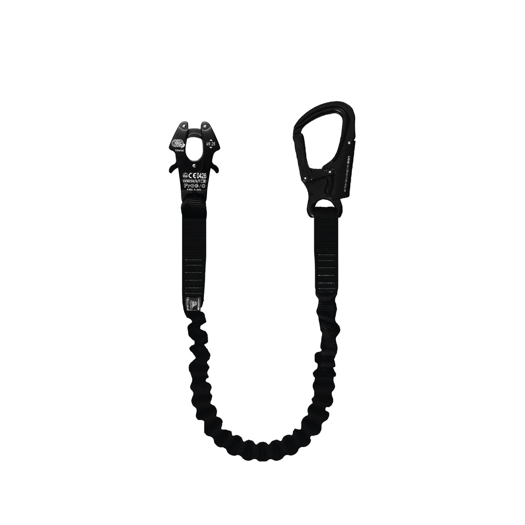 black elastic lanyard with kong frog quick-release and internal webbing
